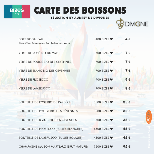 Carte des Boissons sélectionnés par Audrey de DIVIGNE